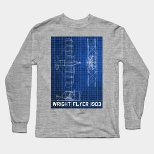 Blueprint of Wright  Flyer 1903 Long Sleeve T-Shirt